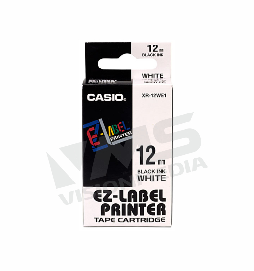 CASIO EZLABEL 12MM BLACK ON WHITE (XR12WE1) Vision Media