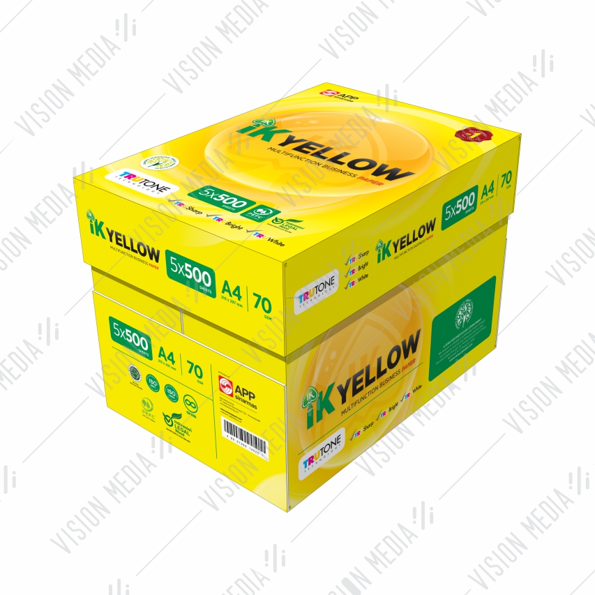 IK YELLOW 70GSM A4 SIZE PAPER (500 SHEETS) Vision Media