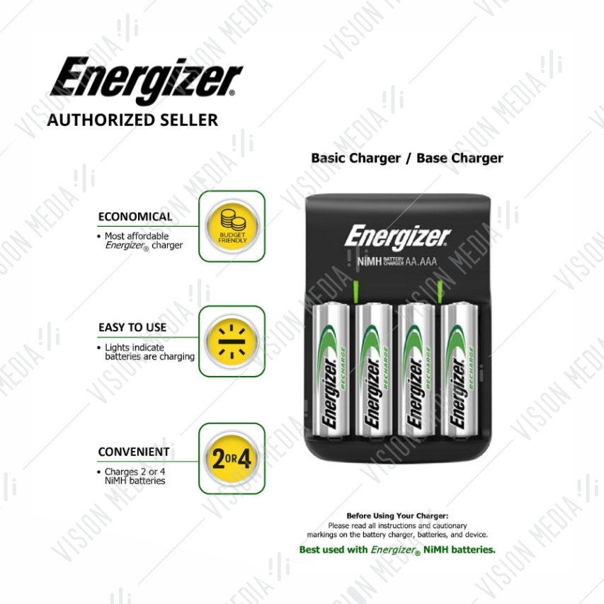 ENERGIZER USB BASE CHARGER 1300MAH WITH 4 AA BATTERY (CHVC5) Vision Media